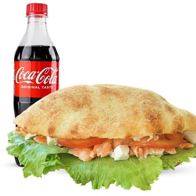 Піта з лососем + Кока-Кола